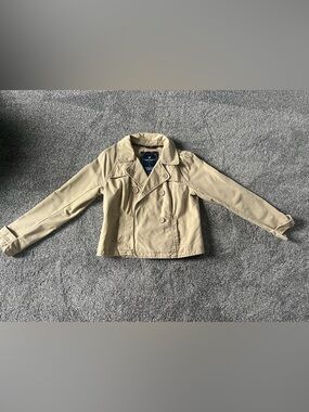 American Eagle Outfitters Tan Double-Breasted Jacket